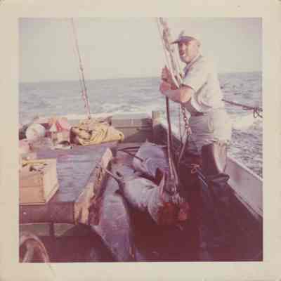 George Lusty on Captain Elisha's boat Russel S. swordfishing in the 1960s | Montauk Library Archives