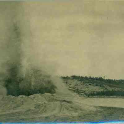Blasting through land separating Lake Montauk and the Block Island Sound, 1920s | Montauk Library Archives