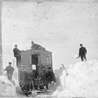 Trolley stuck in snow