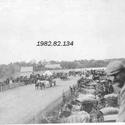 A photo of a parade at Topsham Fairgrounds.
