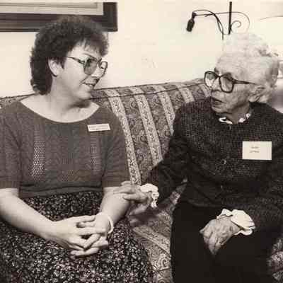 A photo view of Debbie Larrabee & Ruth Corson. 2/7/1992.