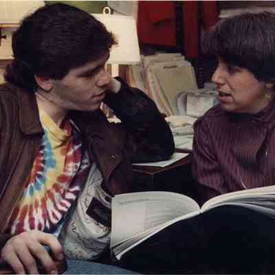 A photo view of two people. 4/24/1989.
