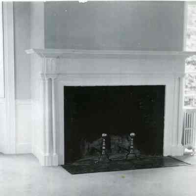 A photo of a fireplace in the Cleaveland House.
