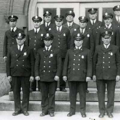 Group of Policemen in Front of the Side Door of the Old Town Hall
