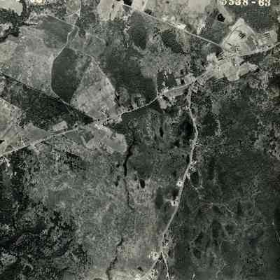 An aerial photo of the area of the First Parish Cemetery. 5/4/1953