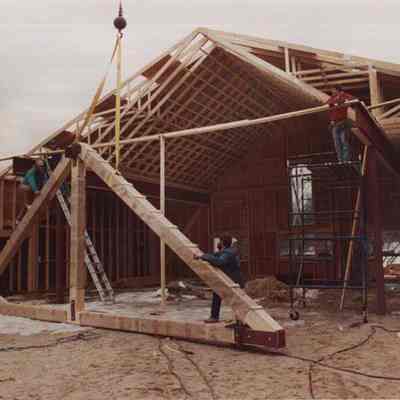 A photo view of a building under construction. 3/18/1988.