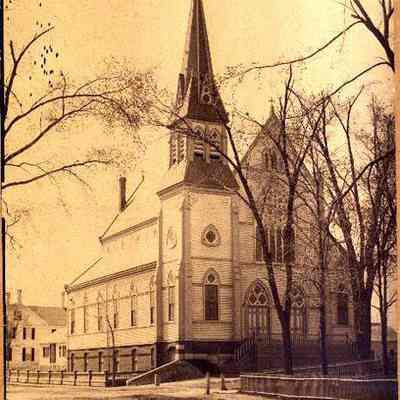 A photo of the first St. John the Baptist Church.