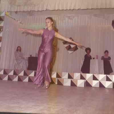 Contestant #6 Kathy Livernois doing a modern jazz dance Gale Cowley and Kathy Livernois waiting there turn for Gown Competition. Gale Cowley and Kathy Livernois waiting there turn for Gown Competition.
