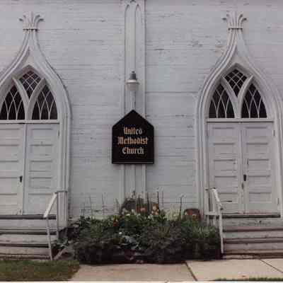 A photo view of the United Methodist Church. 8/18/1989.