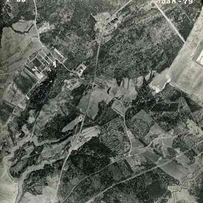A B/W aerial photograph of an area near Dyer Corner. 5/4/1953.