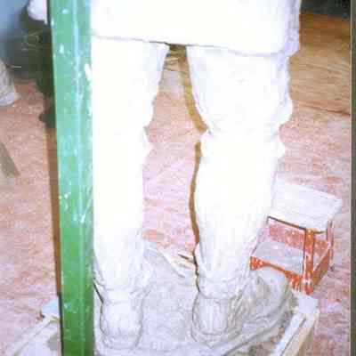 A color photograph of the legs of the JL Chamberlain statue.