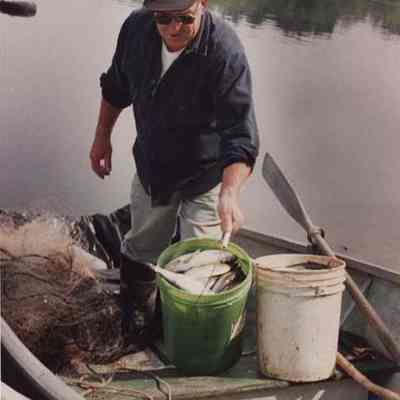A photo view of a fisherman at Harpswell.