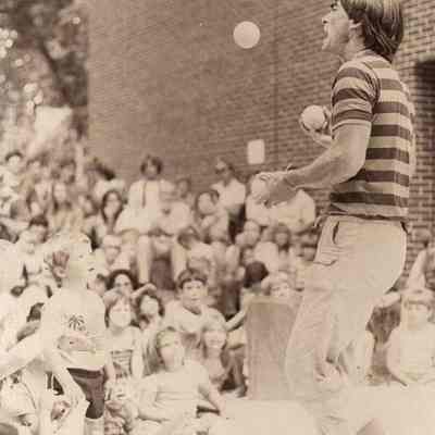 A photo view of Sam Kilbourn at the Maine Festival.