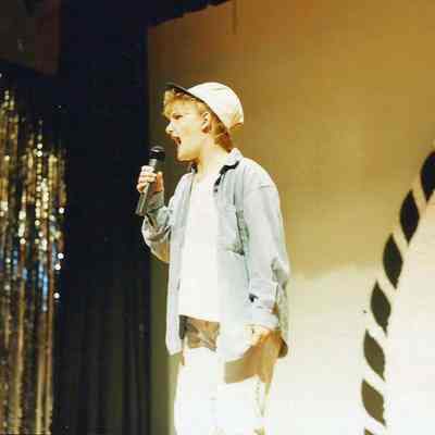 Michele Byras doing a monologue for her talent presentation