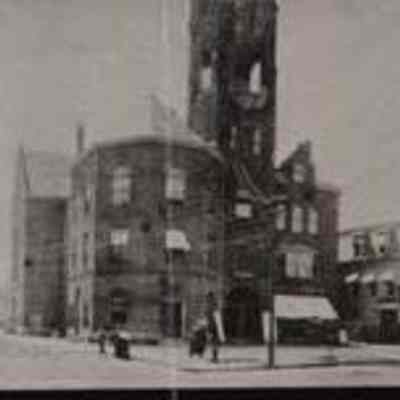 A copy of a postcard of Maine Street, Brunswick.