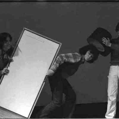 A photo view of students at Brunswick Slave Day. 1979?