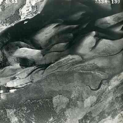 An aerial photo of the Androscoggin River. %/4/1953.
