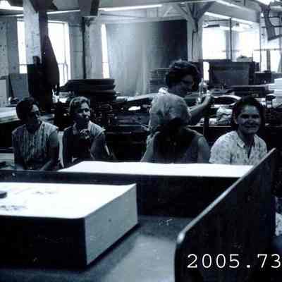 A photo of unidentified mill workers