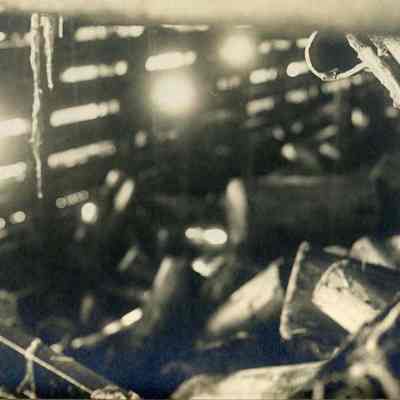 A photo of the interior of a drum debarker.