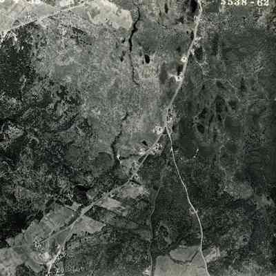 An aerial photo of the area near the First Parish Cemetery. 5/4/1953