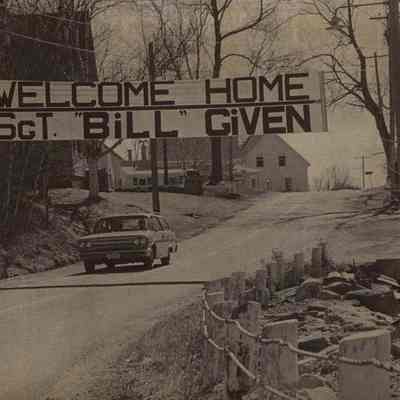 A photo view of a sign in Harpswell. 4/26/1968.