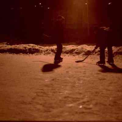 A photo view of night skating on the Mall. 12/31/1977.