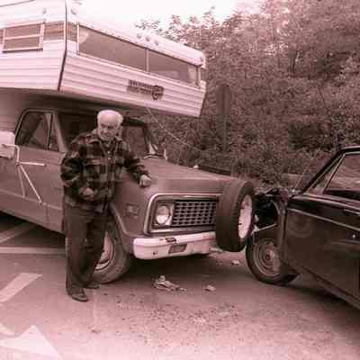 A photo view of a Topsham accident. 10/16/1977.