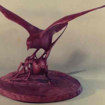 Sculpture of a Peregrine Falcon Killing a Teal