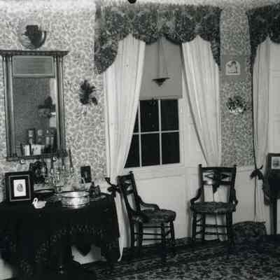 A B/W photograph of the NW parlor in the Cleaveland House.