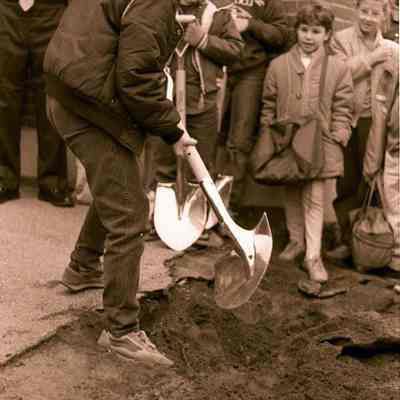 A photo view of the ground breaking for Harpswell Island School. 11/5/1980
