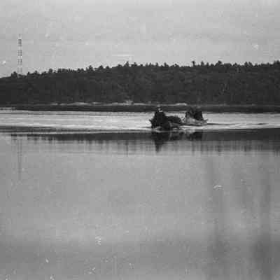 A photo view of duck hunting on Merrymeeting Bay. 10/1980.