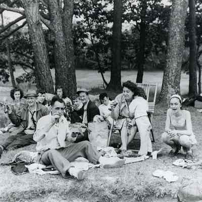 People Eating Lobsters at Verney Mill Picnic