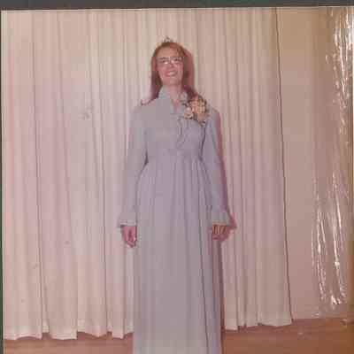 1972 Brunswick Teen Queen Agnes Racine posing at the Teen Queen Dance