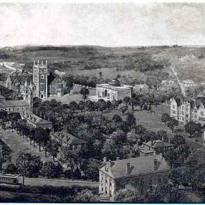 Bird's eye view of Bowdoin College campus