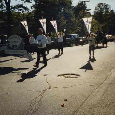 A photo of a group of the sign bearers in the 250th parade.10/7/1989.