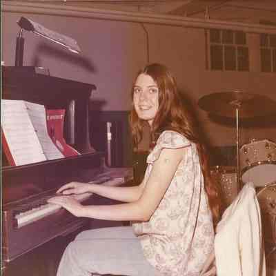 Barbara Aldridge contestant #5 practicing her piano number at dress rehearsal.