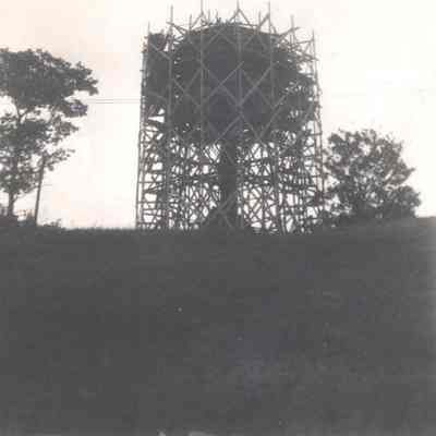 A photo view of the water tower at Pejepscot Paper Mill.