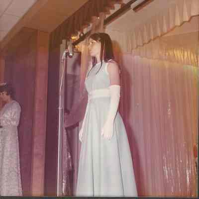 Contestant #2 Sue DiEwardo being asked her question.