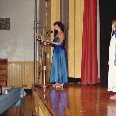 A color photograph of Mistress of Ceremonies Sharon Hinckley