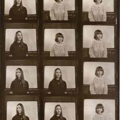 A B/W contact print of unknown girls.