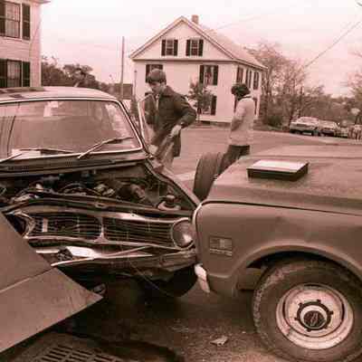 A photo view of a Topsham accident. 10/16/1977.
