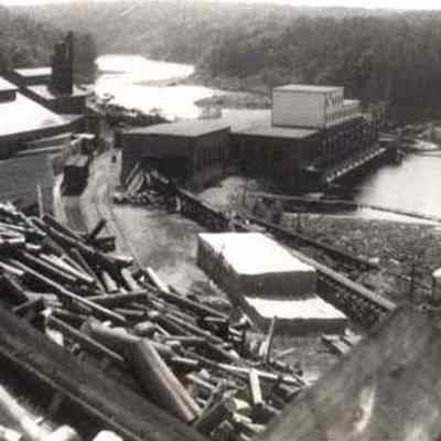 A photo view of the Pejepscot paper Mill.