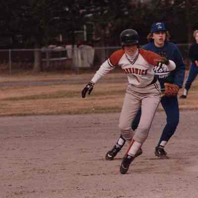 A photo view of a high school baseball game. 4/24/1989.