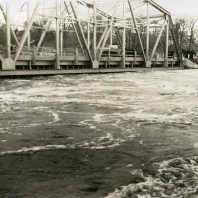 Frank J. Wood Bridge looking towards Topsham during 1936 flood