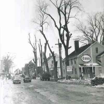 A photo of the houses on Mill Street that are to be demolished. 3/1956.