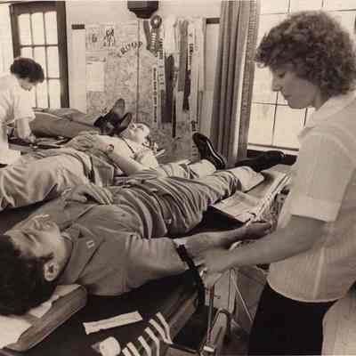 A photo view of blood donors. 1/28/1982.