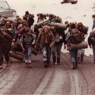 A photo view of a group of hikers. 4/24/1990.