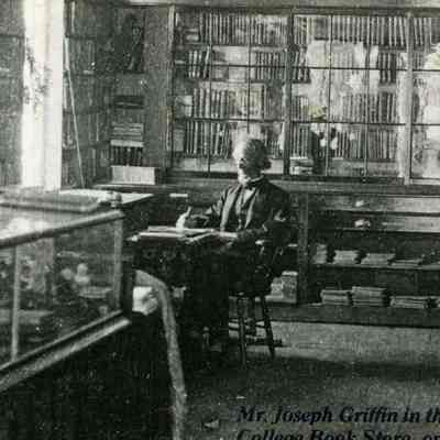 A photo of Joseph Griffin in the College Book Store.