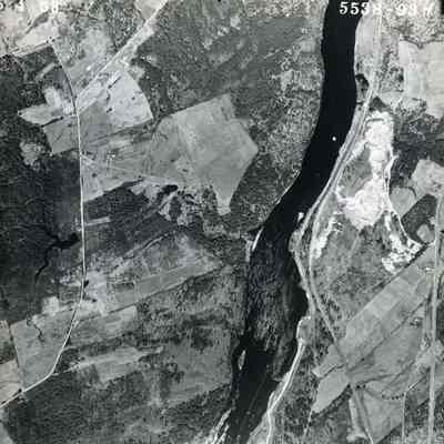 An aerial photo of the Androscoggin River. 5/4/1953.