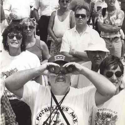 A photo view of people watching the Blue Angels.